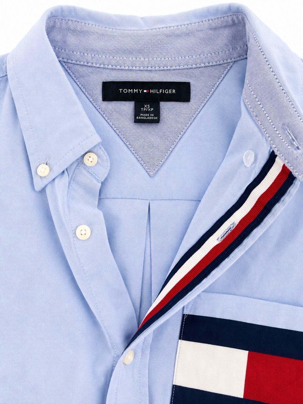 Tommy Hilfiger Button-Down Shirt – XS – Light Blue Flag Pocket - Picture 3 of 5